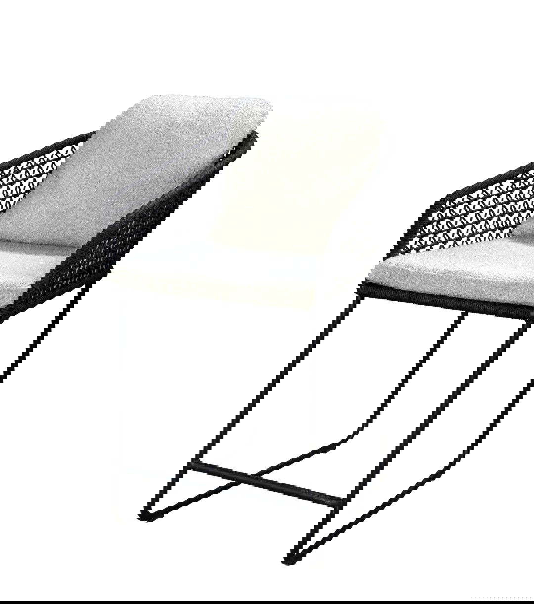 Yoi Bara high dining chair alu black/rope black/wool white AW incl. kussens - 