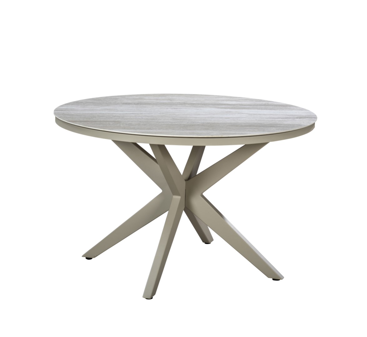 Yoi Calma high dining tafel dia. 120 cm aluminium salix/travertin - 