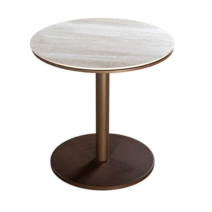 Yoi Millor side table dia. 50x50 cm aluminium bronze/travertin - 