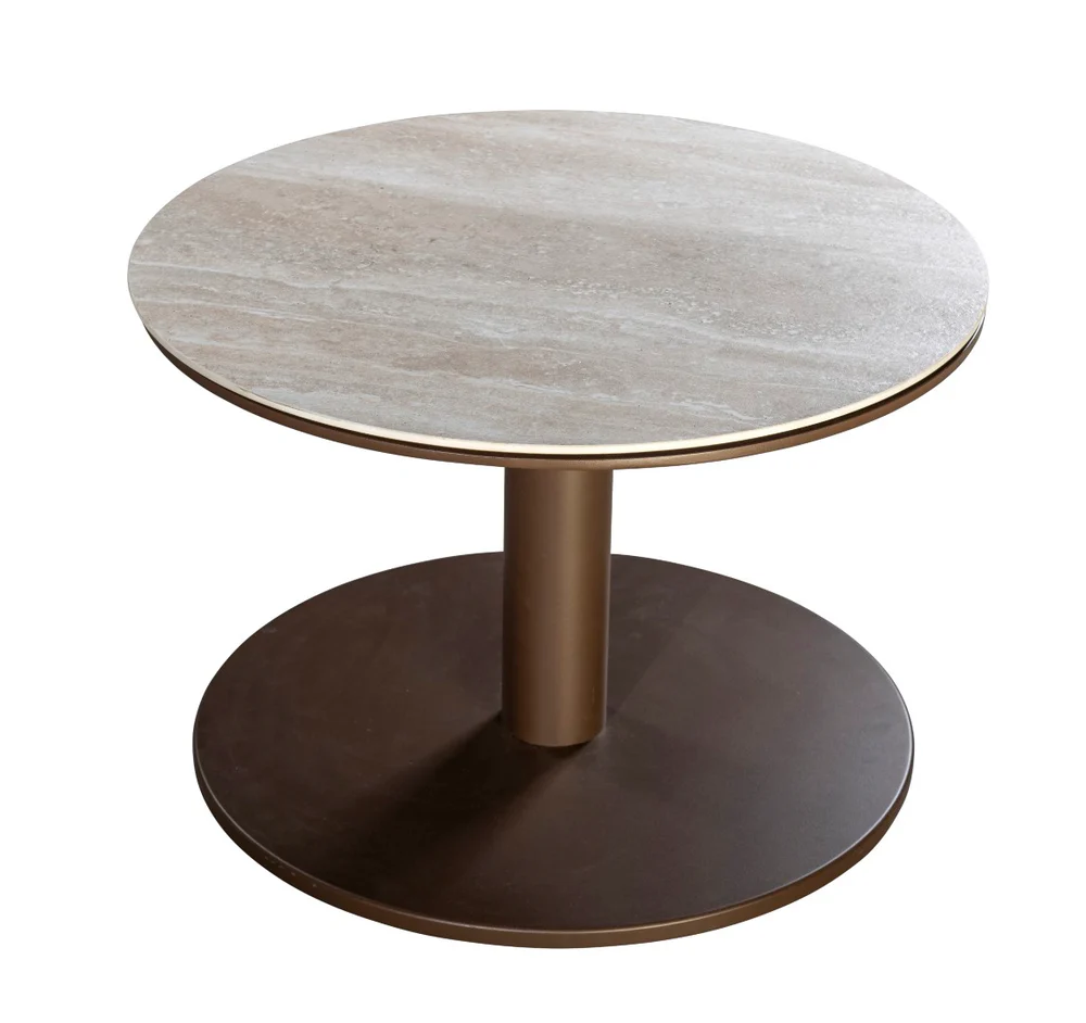 Yoi Millor side table dia. 60x45 cm aluminium bronze/travertin - 