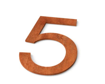 Nummer 5 Model Huisnummer Corten Geroba