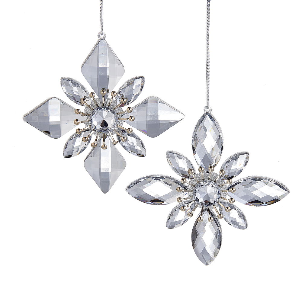 5.3 inch Silver Jewel Snowflake Orn 2/As 12,954x1,524x13,462 cm kerstornament - Kurt s adler