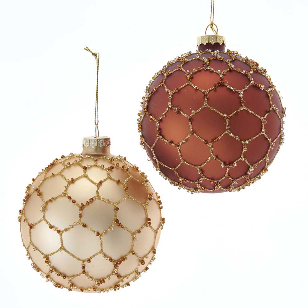 4 inch Glass Honeycomb Wrapped Ball Orn 10,668x10,668x10,668 cm kerstornament - Kurt s adler