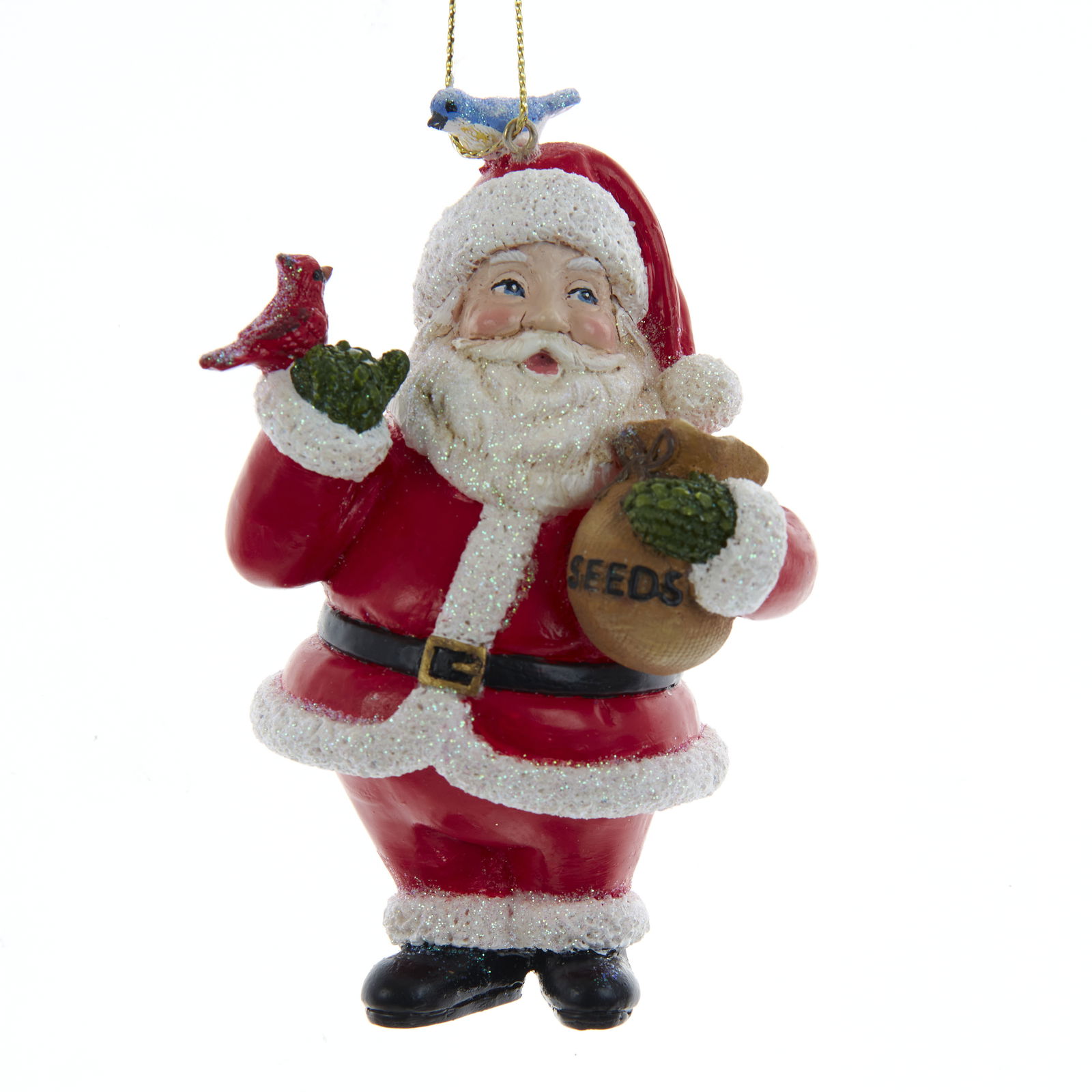 4.25 inch Resin Santa W/Birds Orn. 10,16x6,35x5,08 cm kerstornament - Kurt s adler