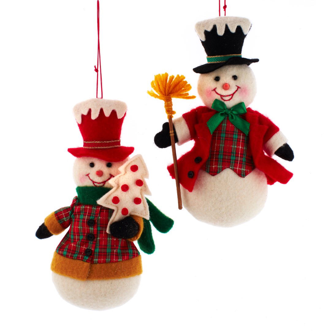 7.25 inch Fabric Plaid Snowman Orn 2/A 19,05x10,16x4,572 cm kerstornament - Kurt s adler