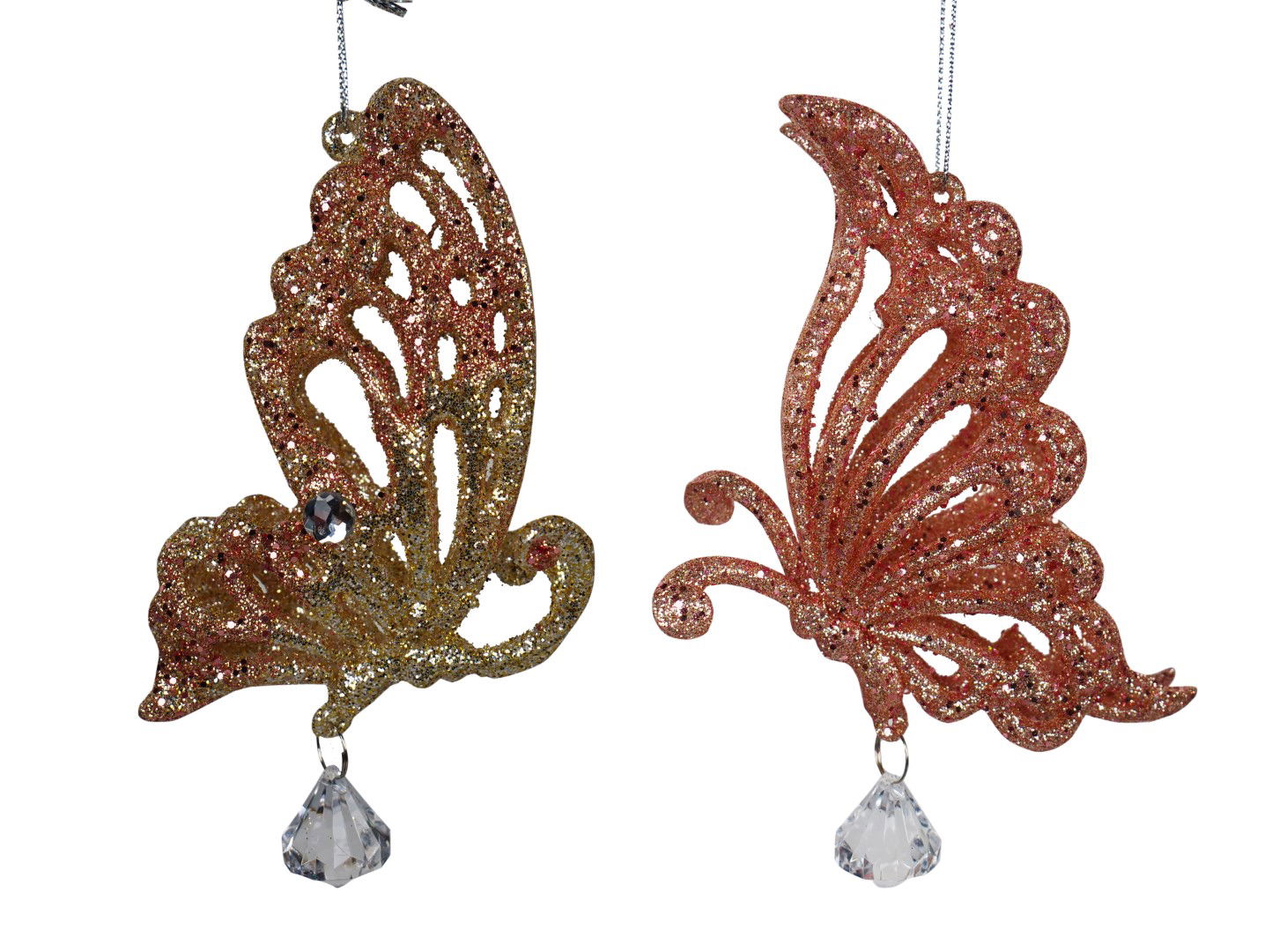 Acrylic Rosegold Butterfly 2/A 5x5x10 cm kerstornament - Kurt S. Adler