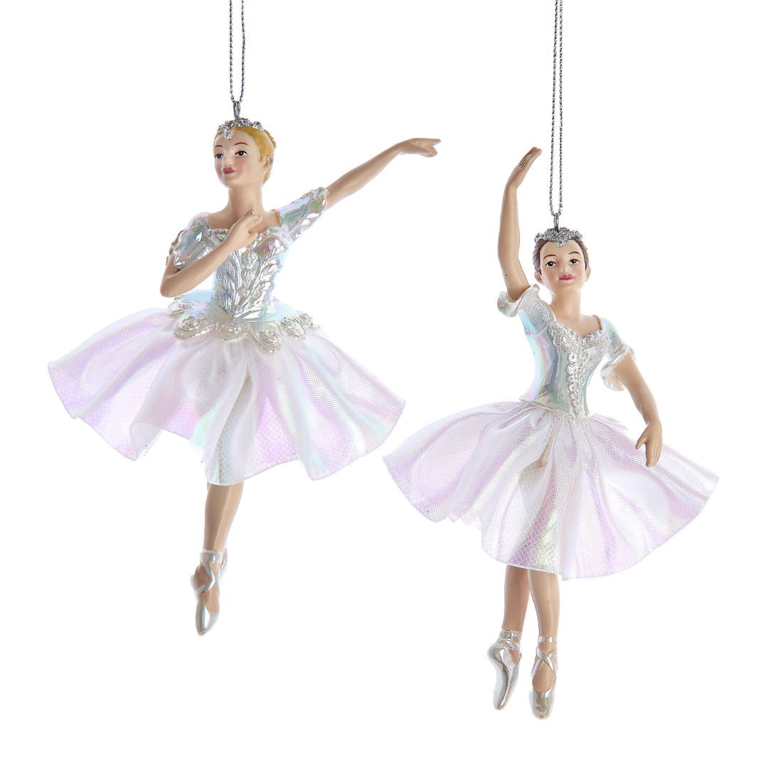 6.5 inch Resin Opalescent Ballerina Orn 2/Asstd 5,715x5,08x16,51 cm kerstornament - Kurt S. Adler