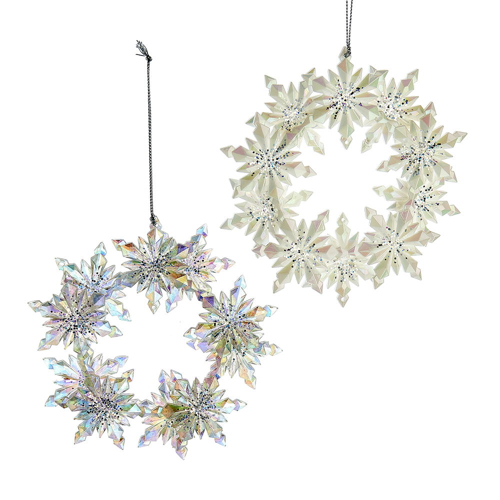 5.3 inch Acrylic Snowflake Wreath Orn 2/Asstd. 13,462x1,4986x13,462 cm kerstornament - Kurt S. Adler