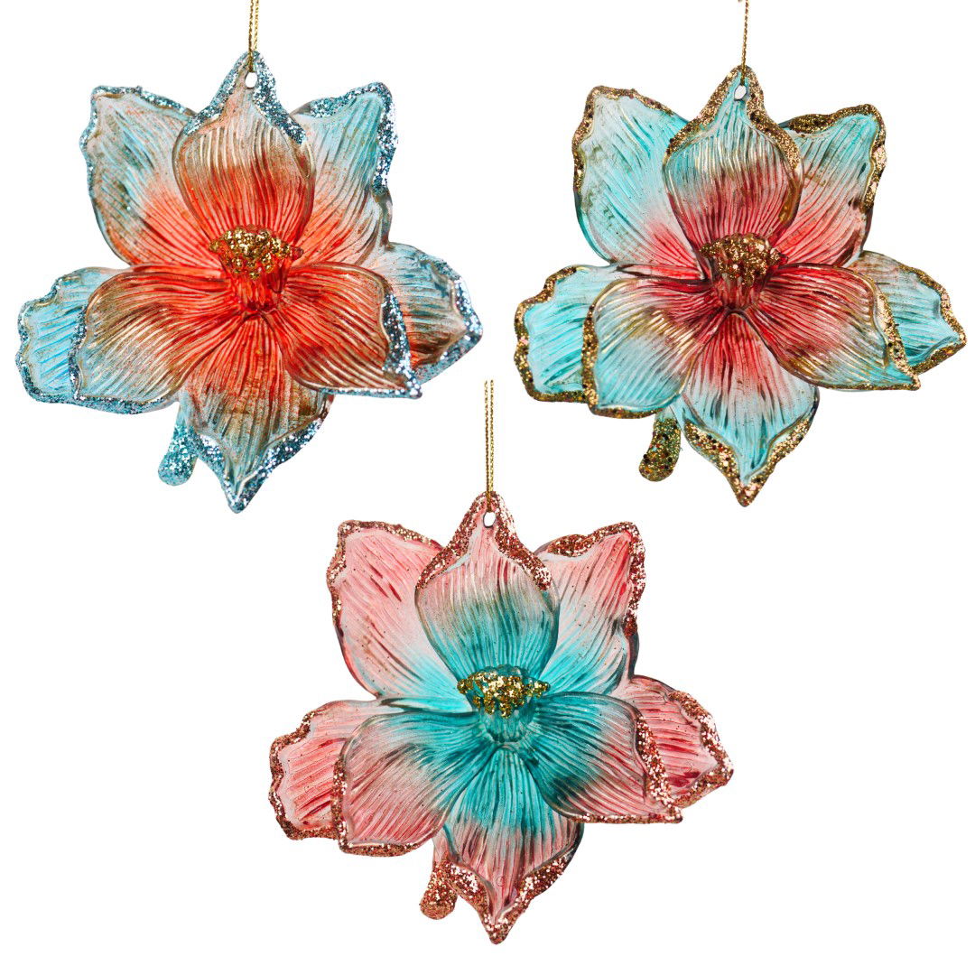 4.1 inch Plastic Flower Orna X 3. 5x5x10 cm kerstornament - Kurt s. Adler