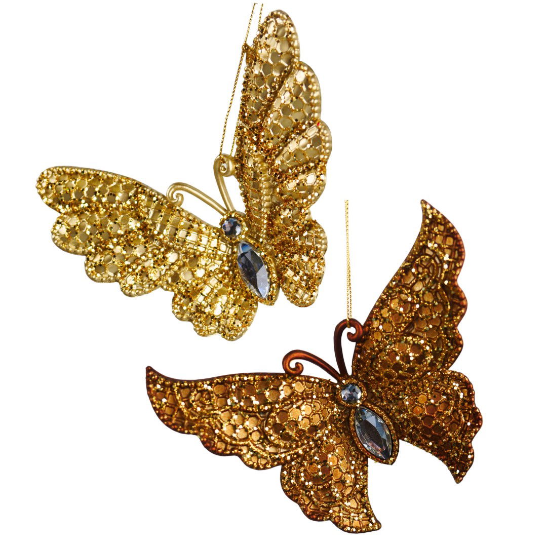 4 inch Butterfly Orna X 2 5x5x10 cm kerstornament - Kurt S. Adler