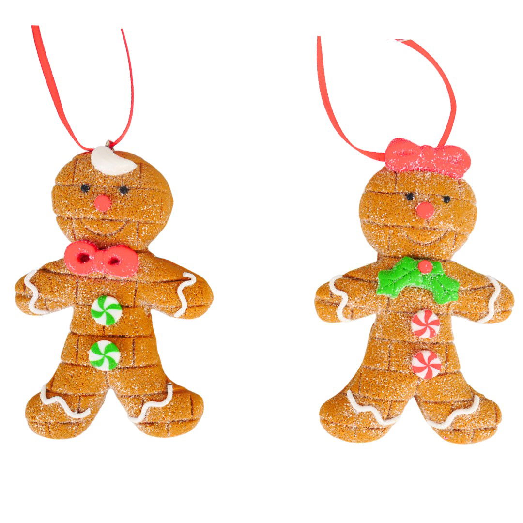 3.375 inch H Clay Dough Gingerbread Orna X 2. 5x5x10 cm kerstornament - Kurt S. Adler