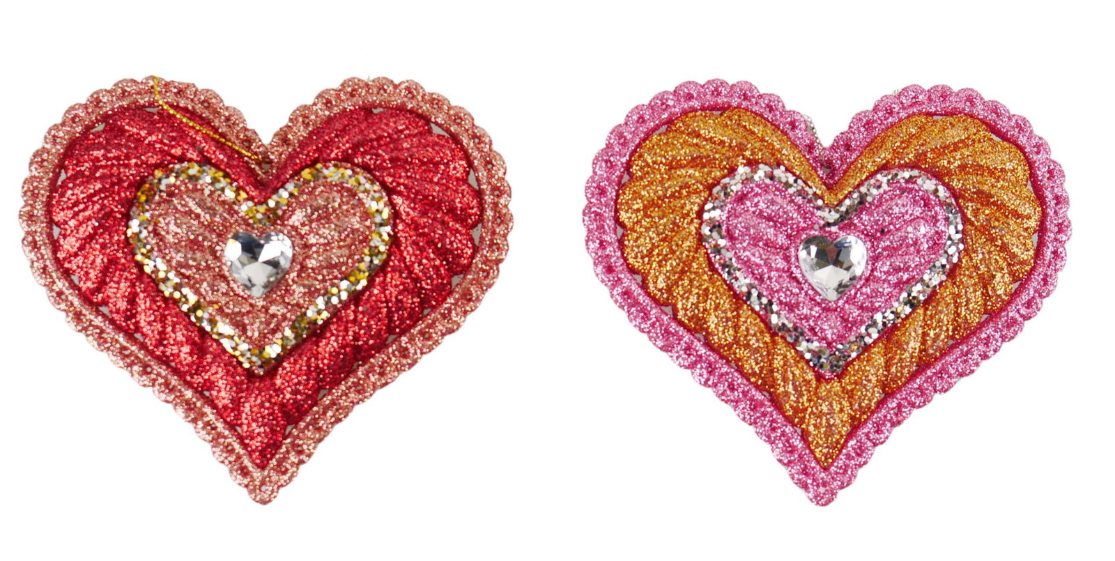 4.25 inch Heart Orna X 2. I 5x5x10 cm kerstornament - Kurt S. Adler