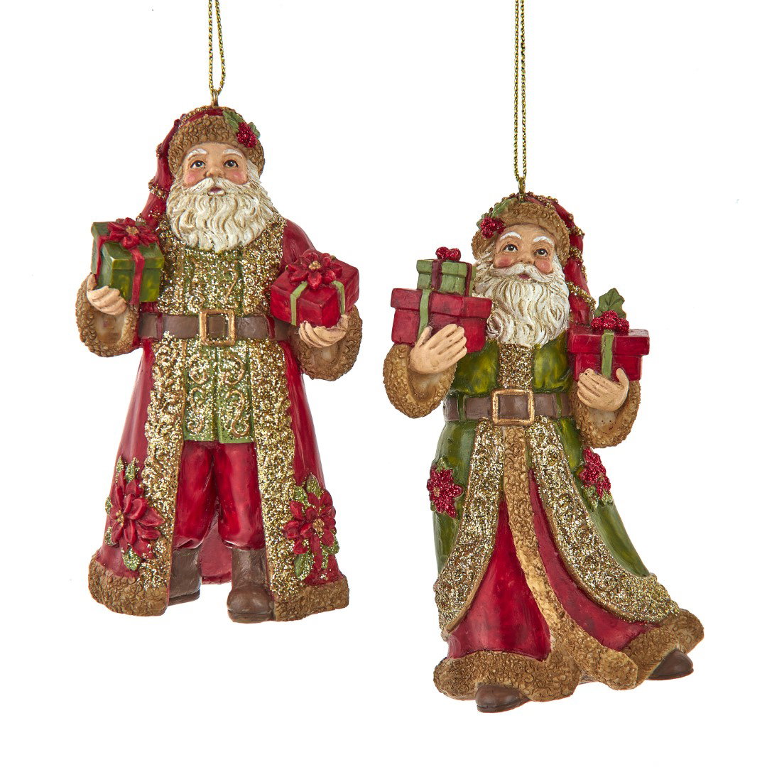 Elegante kerstman met geschenkdozen 2A 11 cm ornament Kurt S. Adler - Kurt s adler