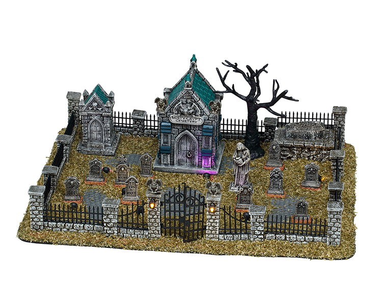 Lemax Misty crypt graveyard, set of 15, incl. adaptor 44339, 100 ma (black) ornament  - 