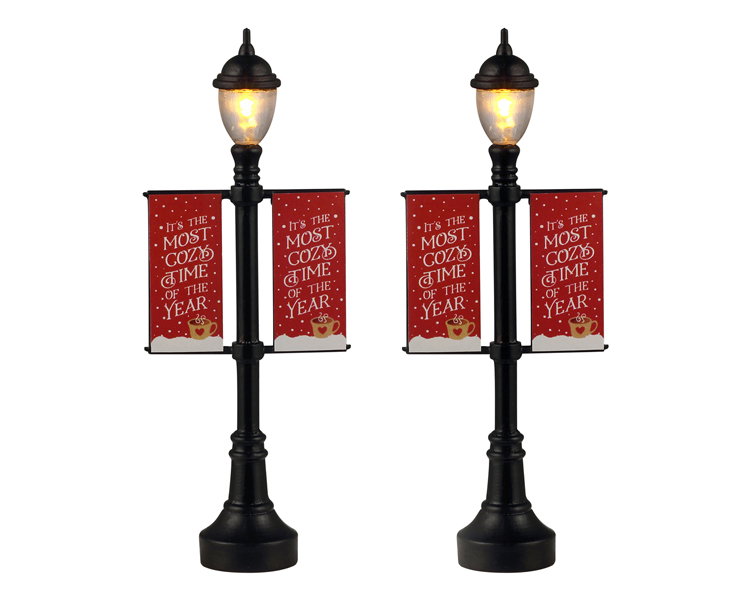 Lemax Lamp post banners, set of 2, b/o (4.5v) ornament  - 