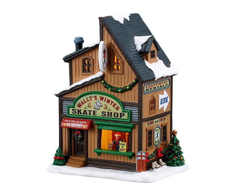 Lemax Wally's winter skate shop, incl. adaptor 44338, 100 ma (white) ornament  - 