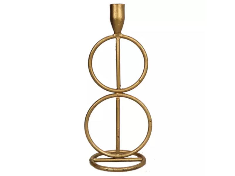 Kandelaar double circle, goud - Buitengewoon de Boet