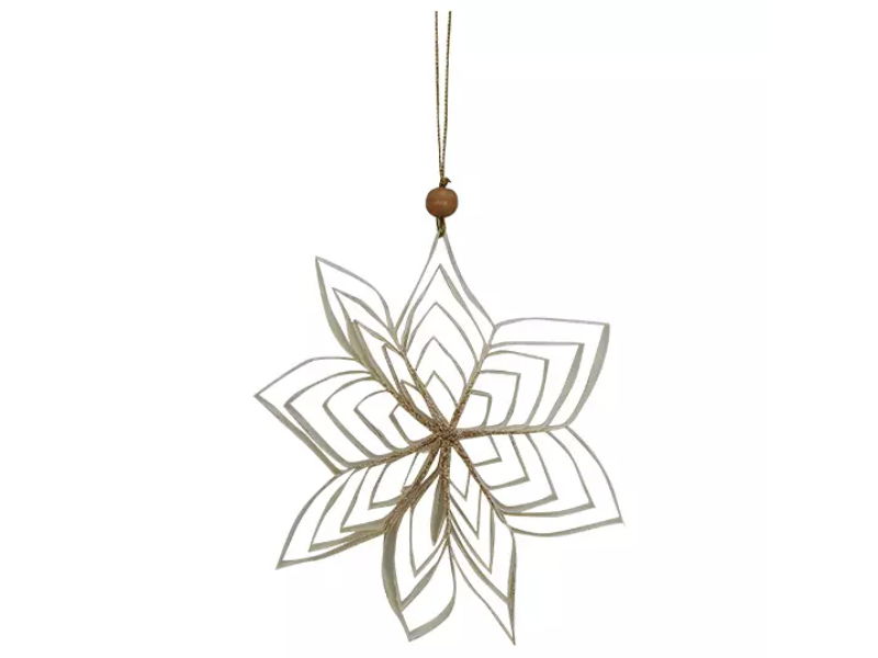 3d ster papier s, wit/goud glitter - Buitengewoon de Boet