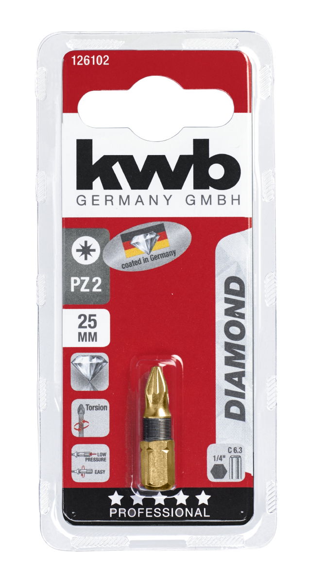 Bit Diamond 25 mm pozidrive Nr. 2 kaart Eurofix