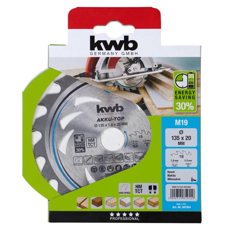 Kwb Cirkelzaagblad hm 135×20 19m