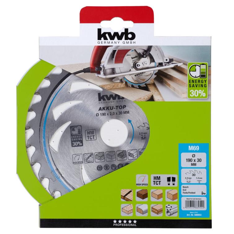 Kwb Cirkelzaagblad hm 190×30 69m II