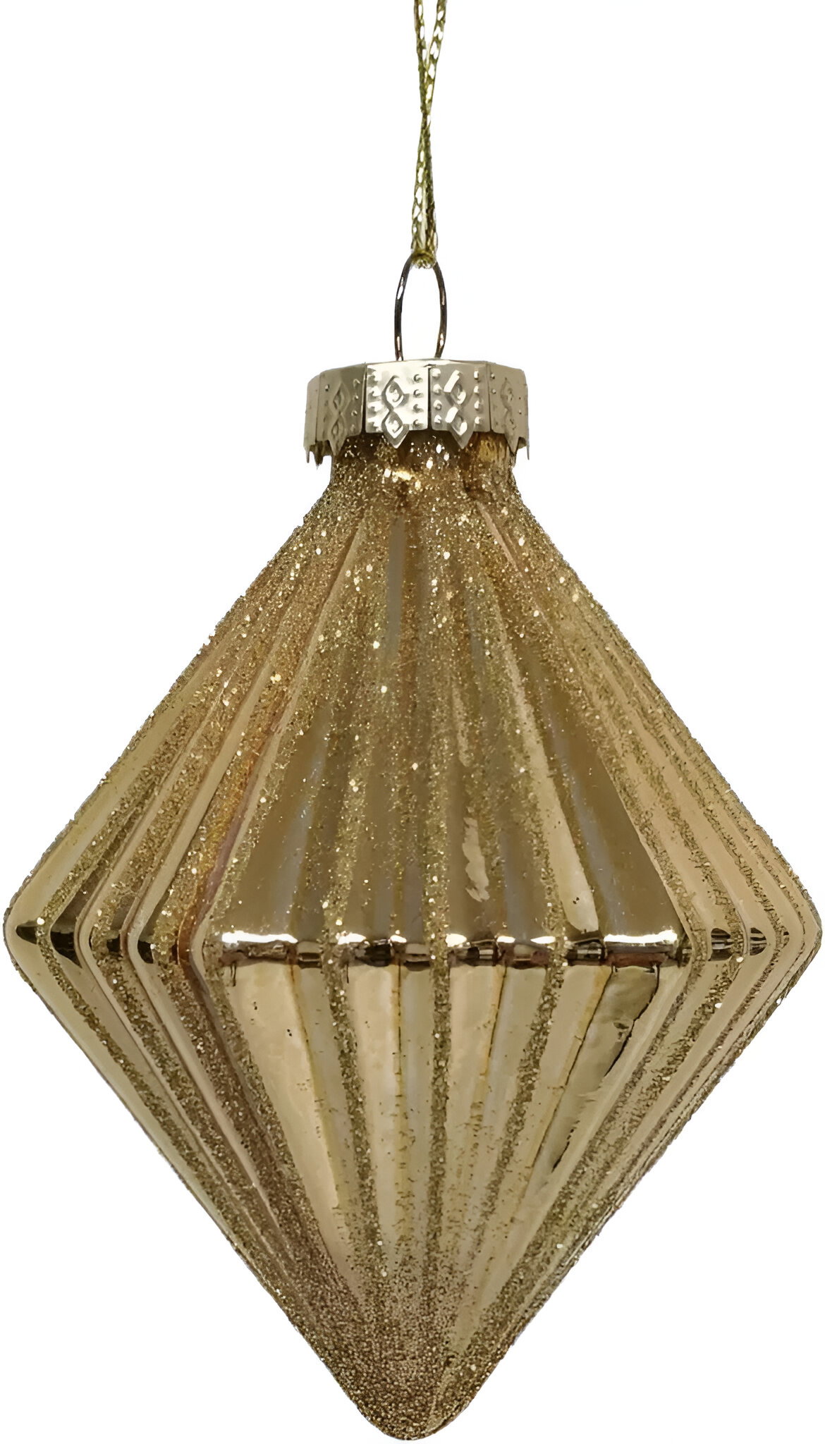 Uniplant Kerstbal diamant goud 6x9 cm  - 