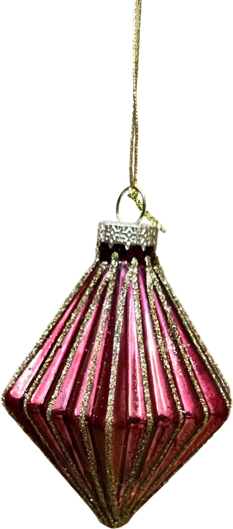 Uniplant Kerstbal diamant ossenbloed 6x9 cm  - 