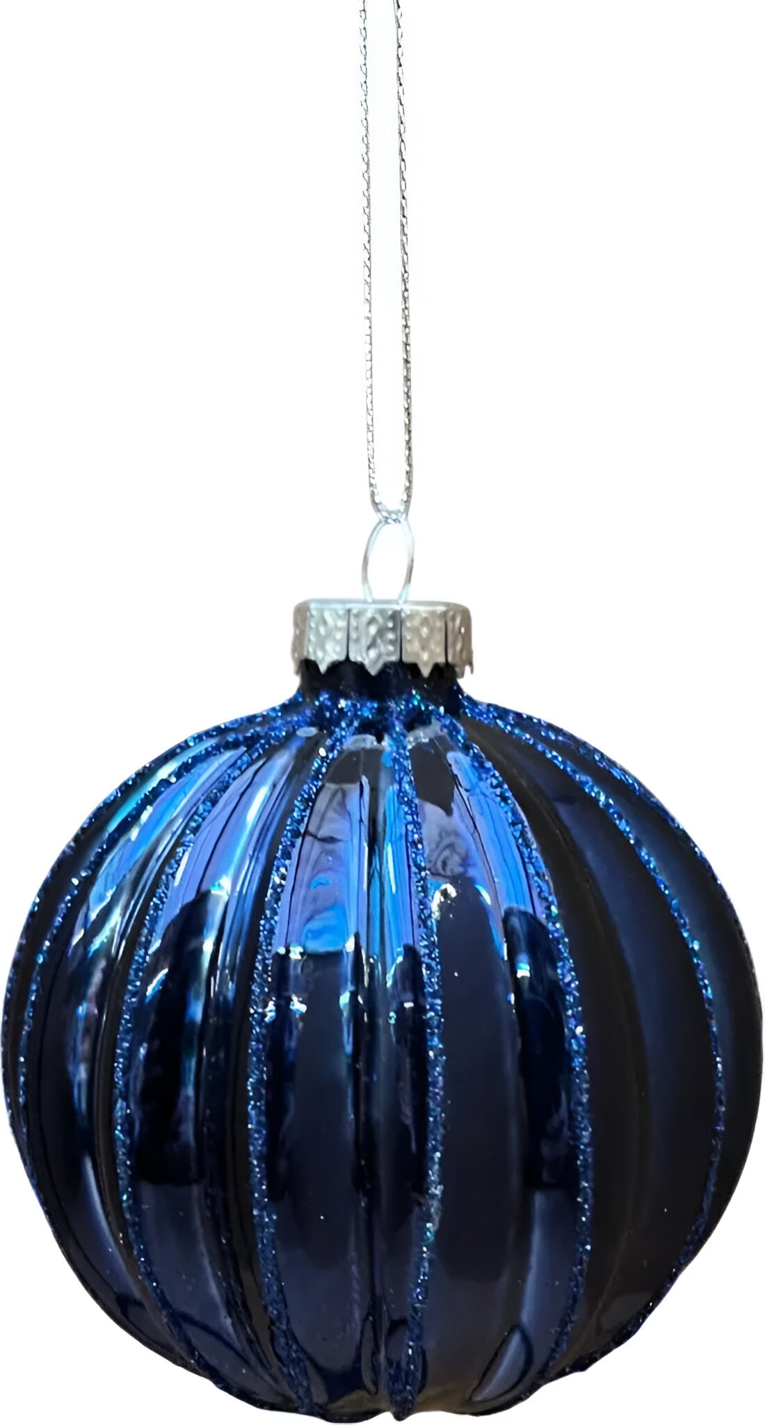 Uniplant Kerstbal bol lijn nachtblauw 8 cm  - 