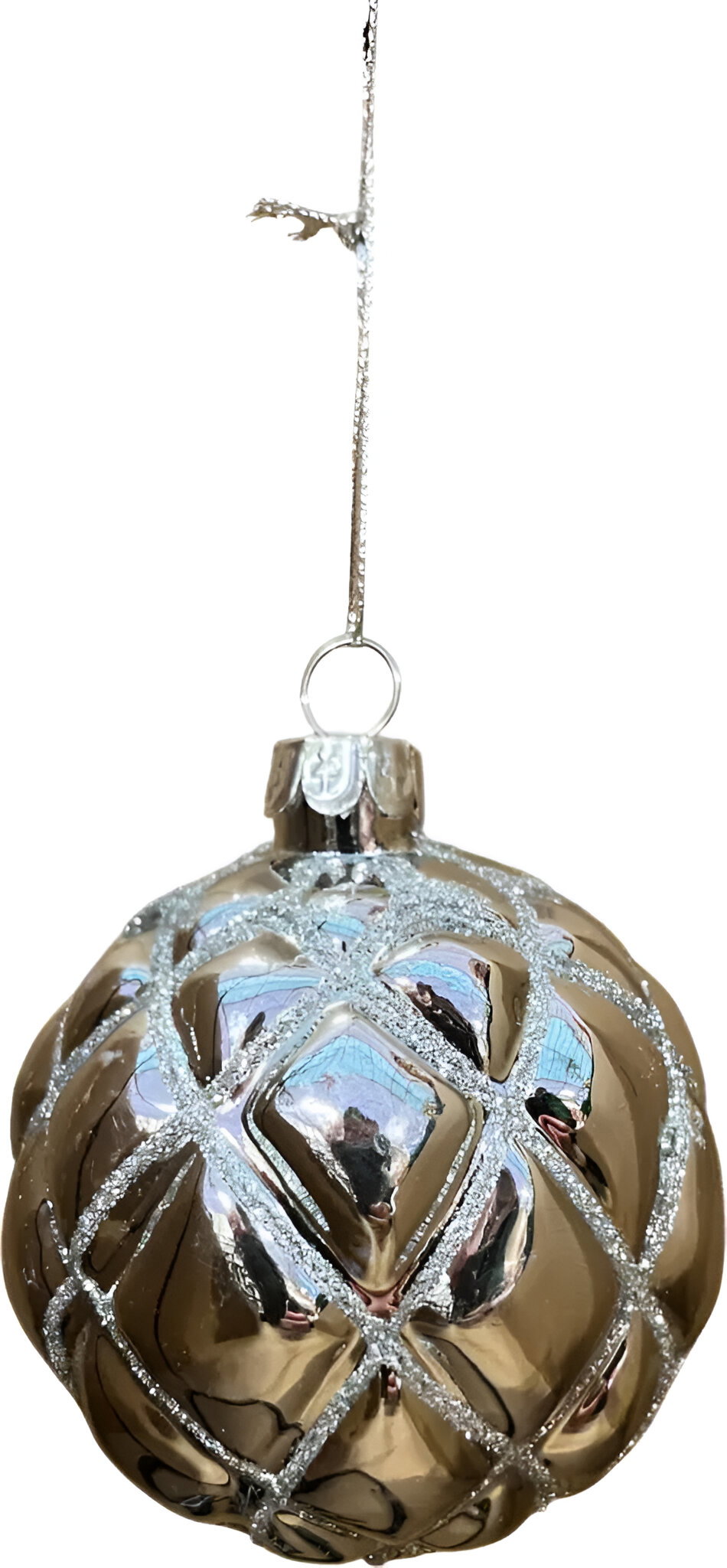 Uniplant Kerstbal ruiten zilver 8 cm  - 