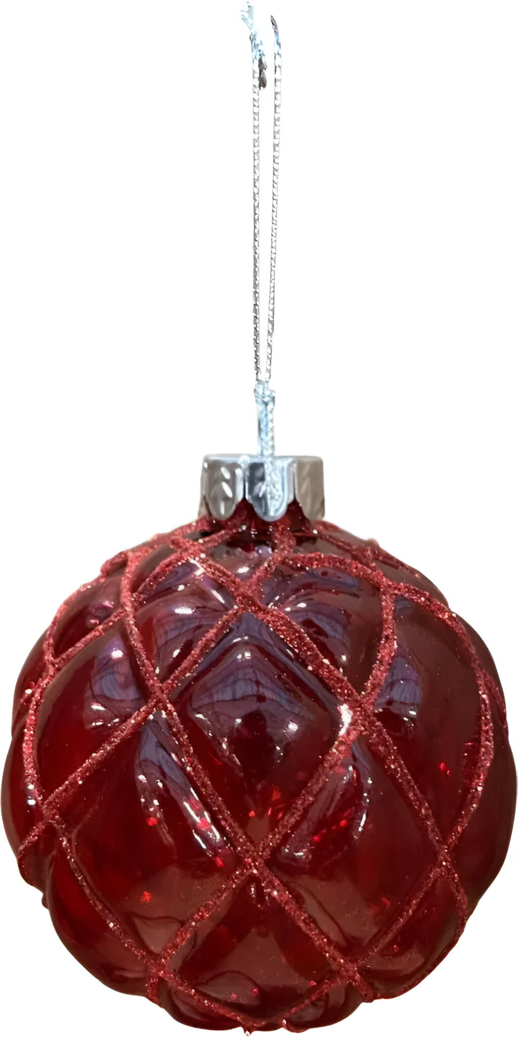 Uniplant Kerstbal ruiten rood 8 cm  - 