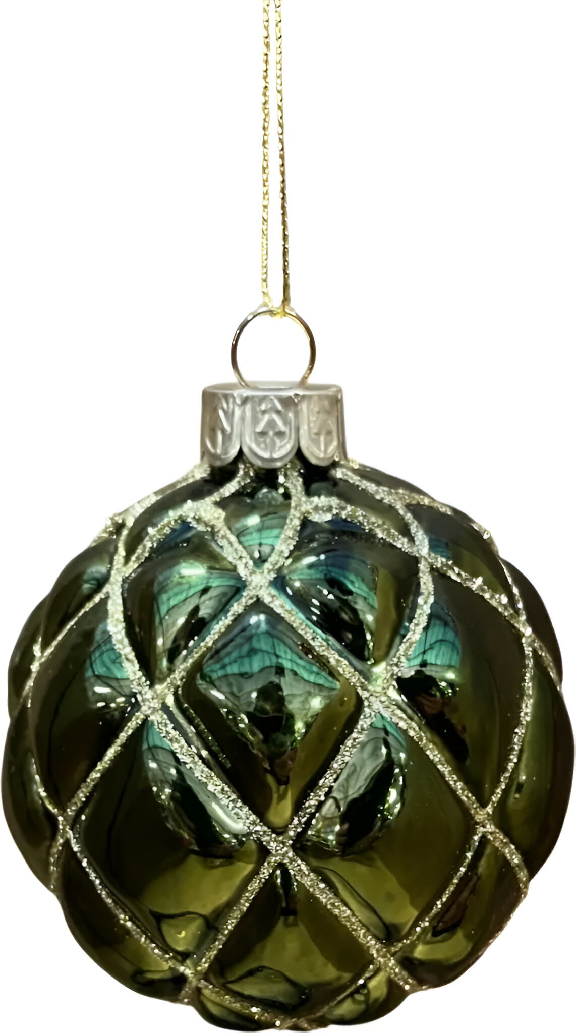 Uniplant Kerstbal ruiten Dennengroen 8 cm  - 