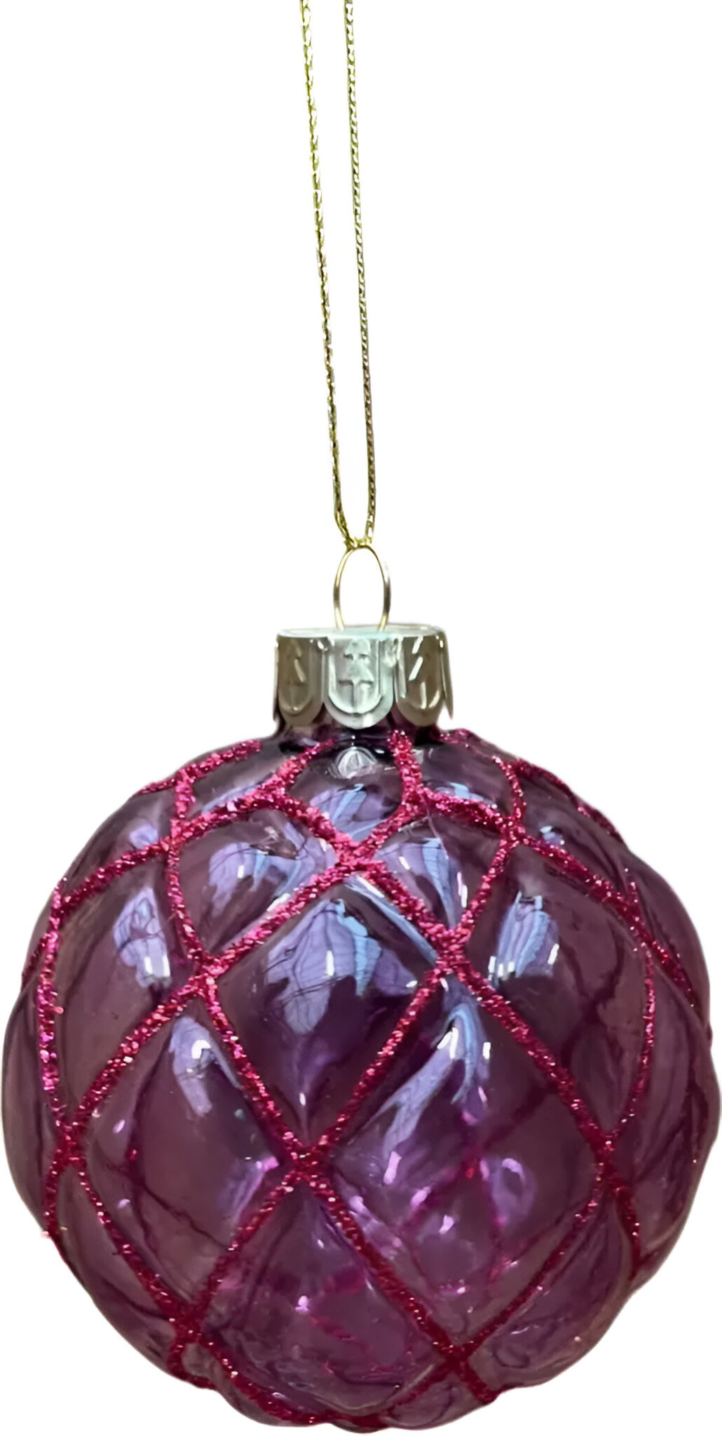 Uniplant Kerstbal ruiten Vintage roze 8 cm  - 
