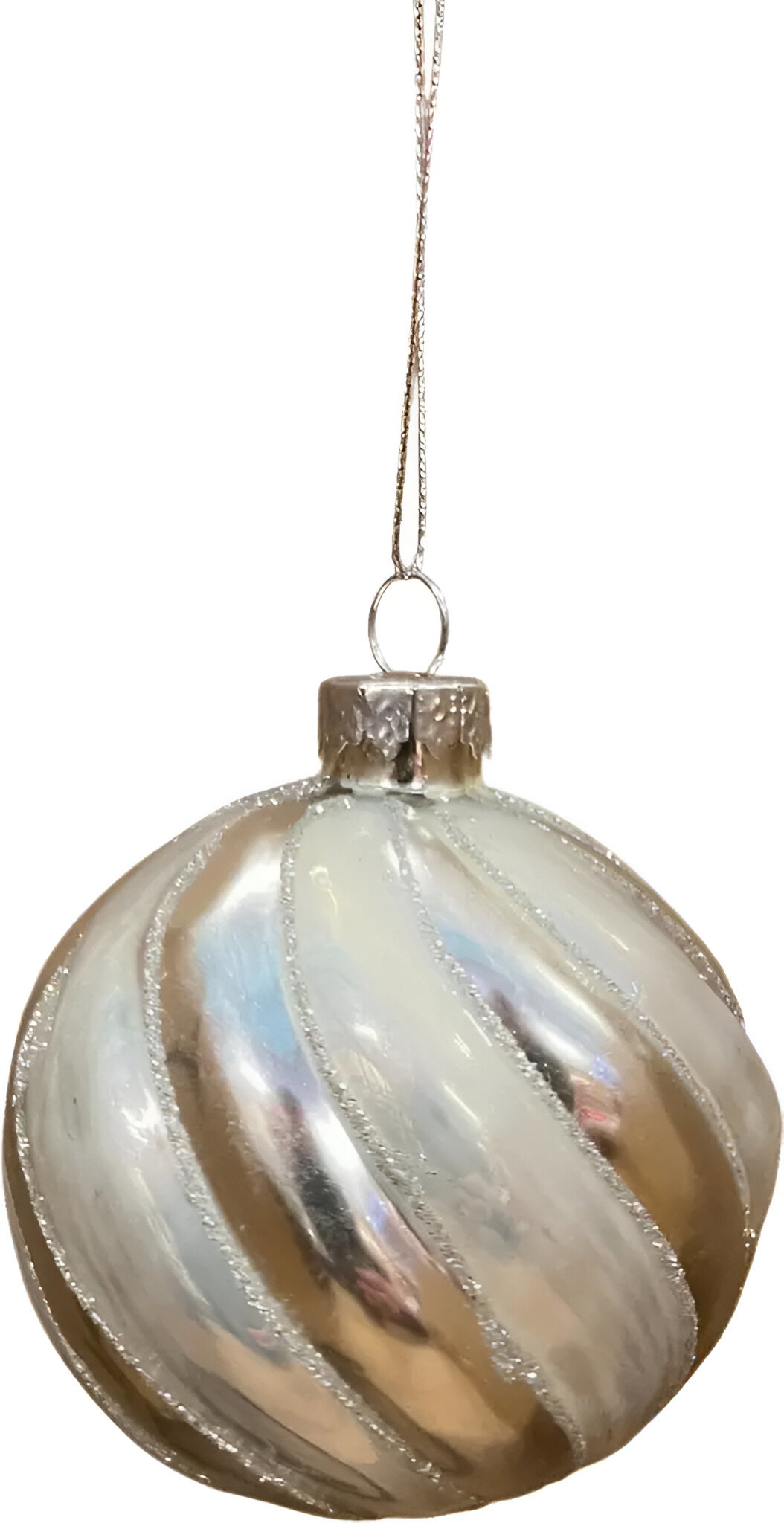 Uniplant Kerstbal swirl zilver/wit 8 cm  - 