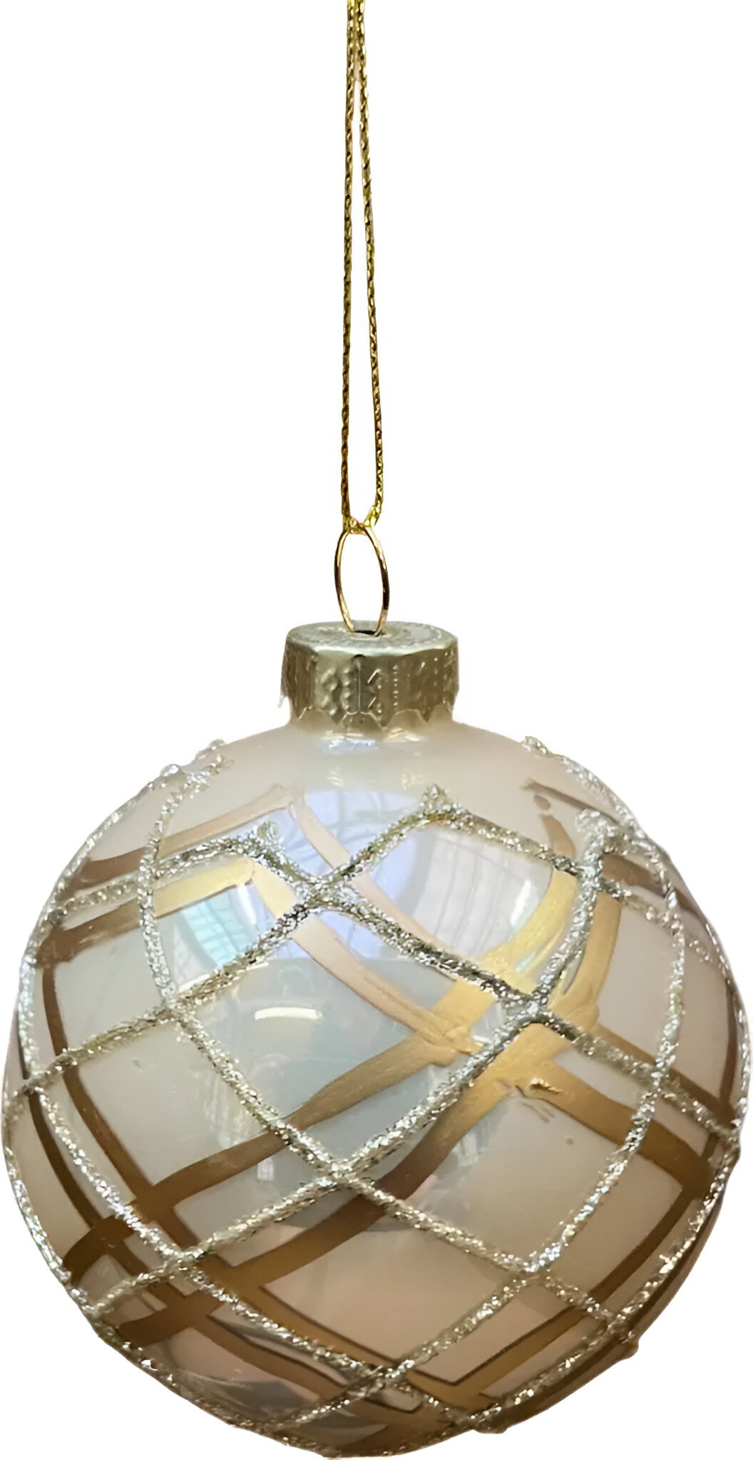 Uniplant Kerstbal ruiten goud 8 cm  - 