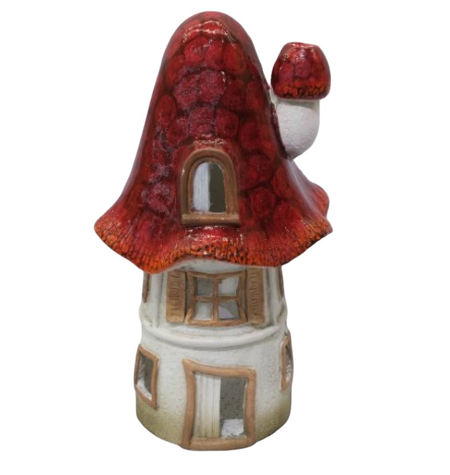 Paddenstoelenvilla theelichthouder magnesium 22x23x41cm Uniplant - Uniplant