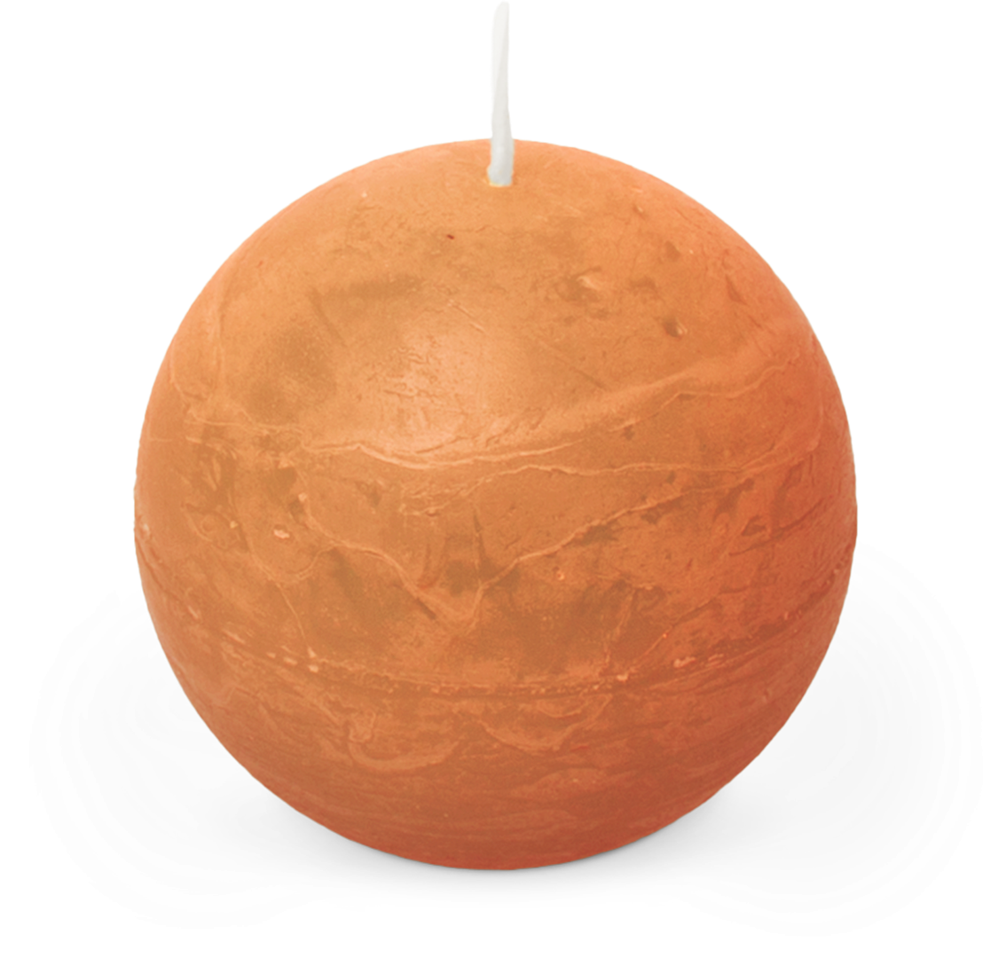 Spaas Rustiek Kaars Bol 80mm-oranje - 