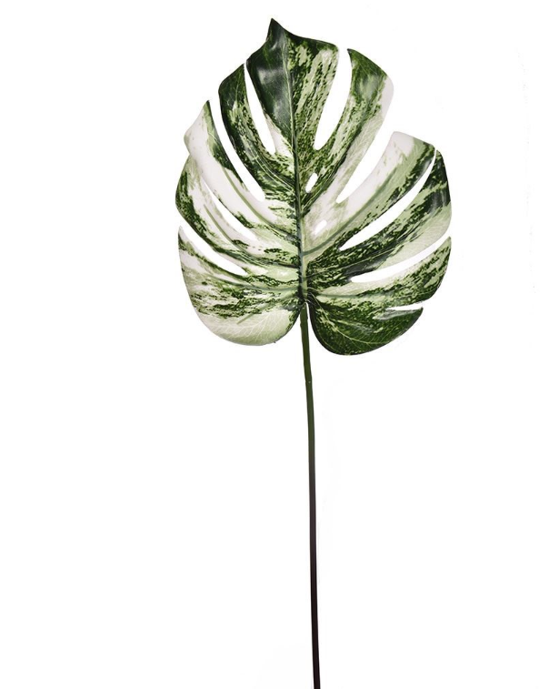 Monstera leaf 60 cm white green kunstbloem zijde nepbloem - Jasaco