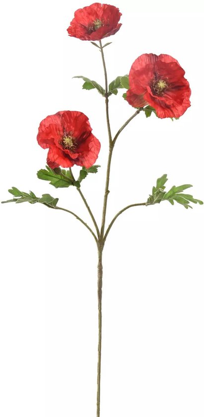 Poppy x3 spray 72 cm red kunstbloem zijde nepbloem - Jasaco