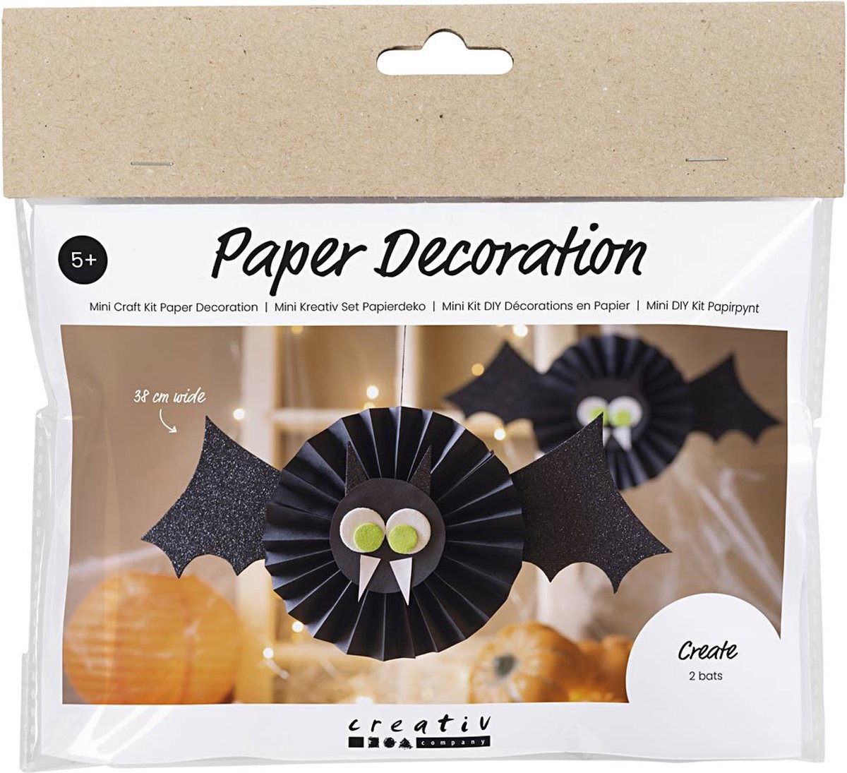 Mini hobbyset decoraties van papier,zwart/wit, vleermuis 1 doos Creativ Company Hortus - Hortus