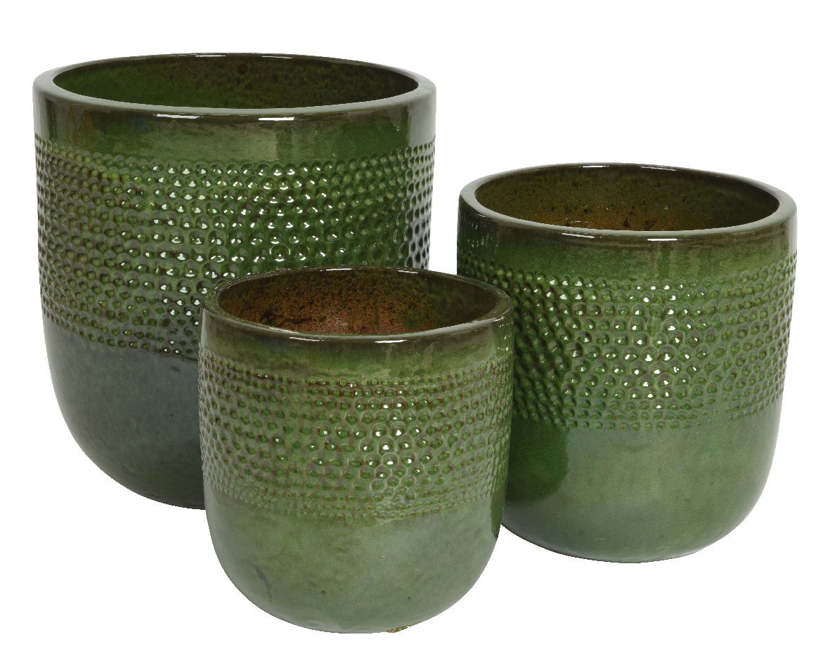 Collin Planter set van 3 Terracotta Cilinder Groen - KSD