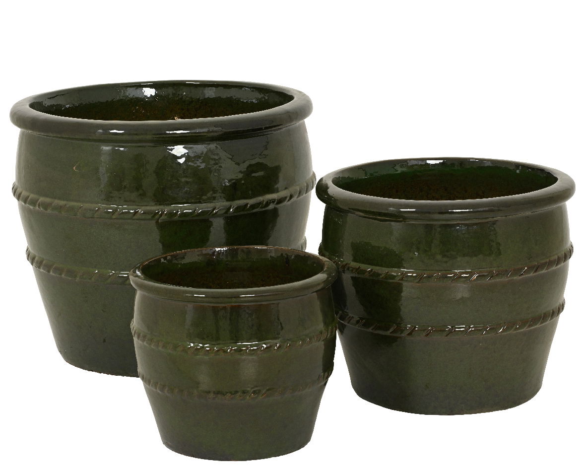Lucia Planter set van 3 Terracotta Groen - KSD