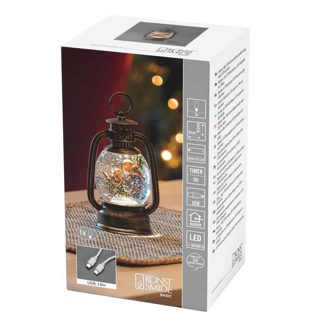 Vogellantaarn LED bruin met timer 3x AAA Konstsmide - Konstsmide
