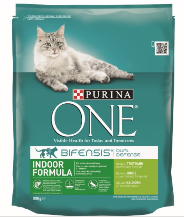 Kattenvoer one indoor rijk aan kalkoen & volkoren granen brokjes 800 gr - Purina