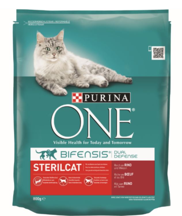 Kattenvoer one sterilcat rijk aan rund & tarwe droge brokjes 800 gr - Purina