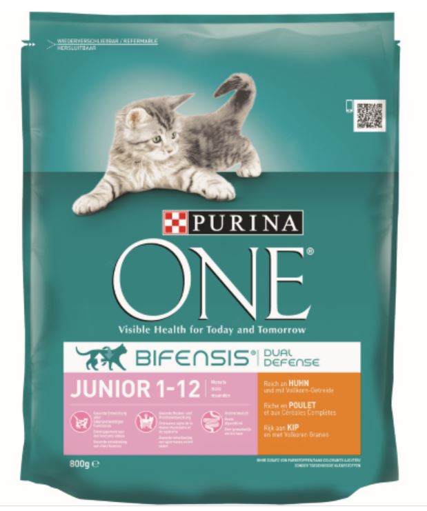 Kattenvoer one junior rijk aan kip & volkoren granen brokjes 800 gr - Purina