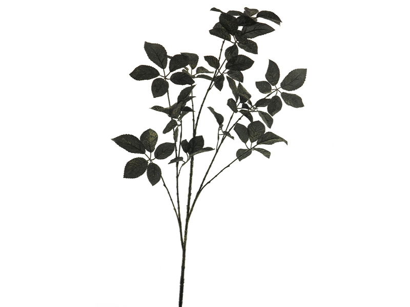 Kunsttak rose leaf spray oslo black w/gliter 120 cm - Hortus
