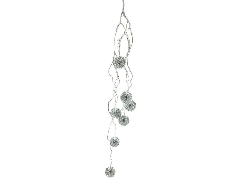 Kunstbloem allium ball spray hanging silver 87 cm - Hortus