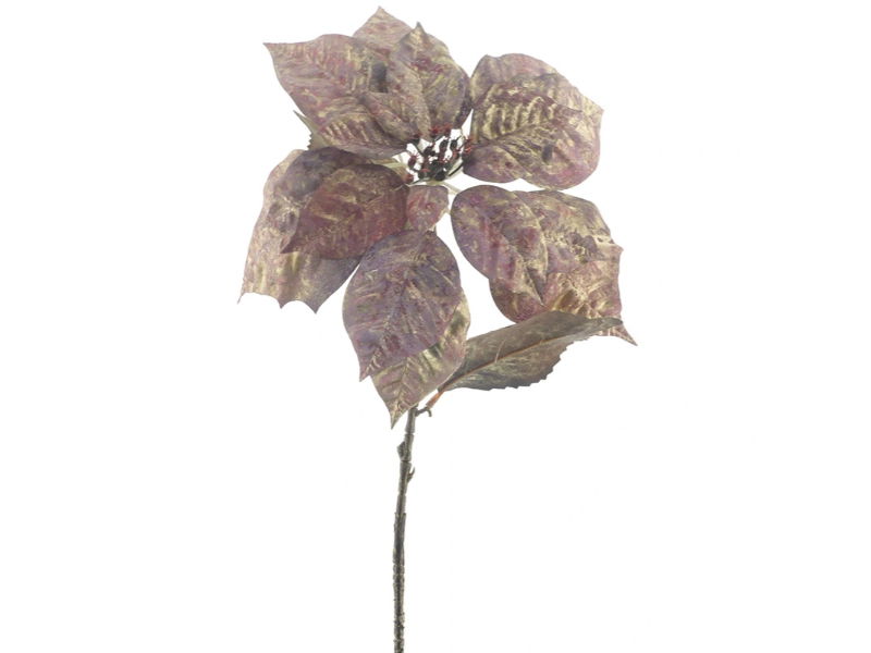 Kunstbloem poinsettia aubergine, 74 cm - Hortus