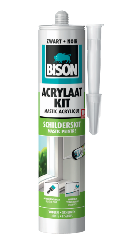 Acrylaatkit Universeel Zwart Koker 300 ml Bison