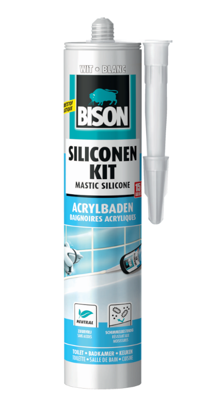 Siliconenkit Acrylbaden Wit Koker 300 ml Bison